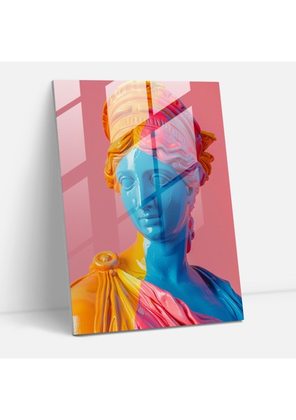 Tanrıça Pop Art Cam Duvar Sanatı - Klasikizm ve Pop Art Tarzını Birleştirin Ev Dekorasyonu Cam Duvar Sanatı