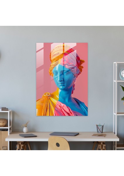 Tanrıça Pop Art Cam Duvar Sanatı - Klasikizm ve Pop Art Tarzını Birleştirin Ev Dekorasyonu Cam Duvar Sanatı modelleri