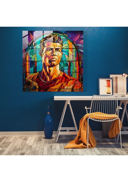 Cam Tablo - Vitray Ronaldo - Cristiano Ronaldo Modern Sanat Canlı Renkler Cam Sanatı fiyatları