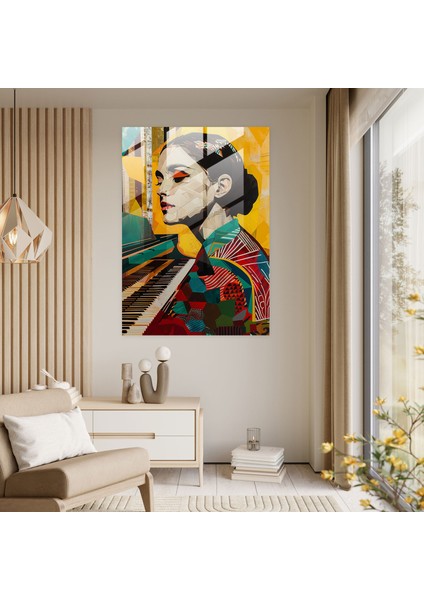 Klasik Piyanist Cam Tablo - Klasik+Popart Duvar Dekorasyonu Cam Duvar Sanatı Ev Dekorasyonu fiyatları