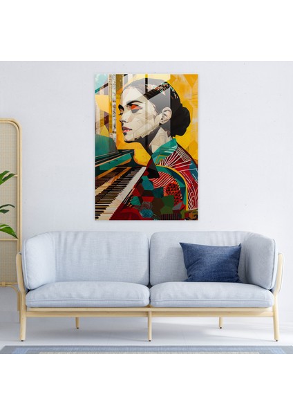Klasik Piyanist Cam Tablo - Klasik+Popart Duvar Dekorasyonu Cam Duvar Sanatı Ev Dekorasyonu modelleri