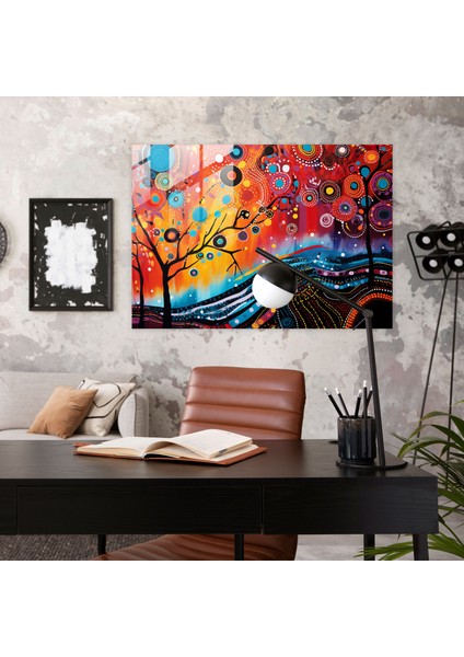 Modern Aborijinal Füzyon Cam Tablo - Aborijinal Canlı Renkler Ev Dekorasyonu fiyatları