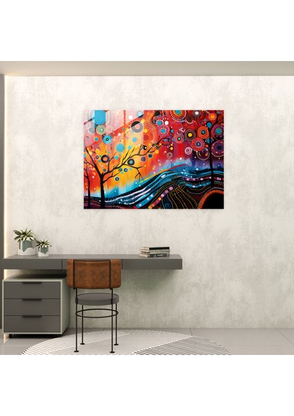 Modern Aborijinal Füzyon Cam Tablo - Aborijinal Canlı Renkler Ev Dekorasyonu modelleri