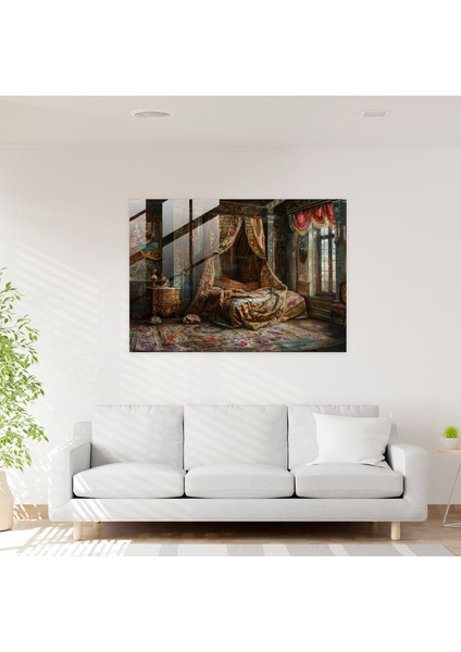 Barok Tarzı Resim Cam Tablo - Barok Ihtişamlı Renk Paleti Cam Tablo Lüks Dekor modelleri
