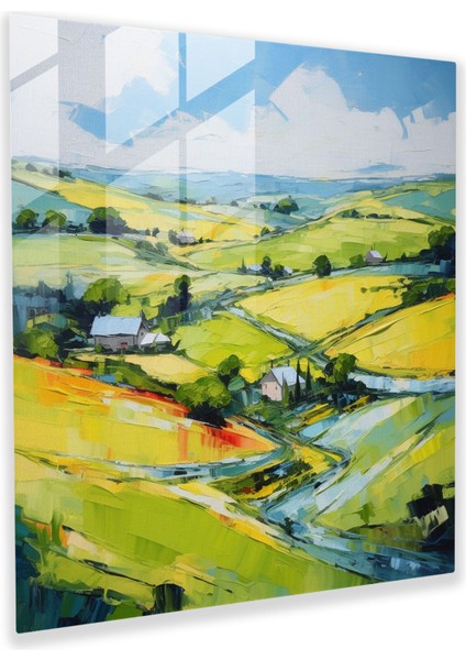 Anadolu Izlenimci Cam Tablo - Anadolu Kırsal Manzara Cam Sanat