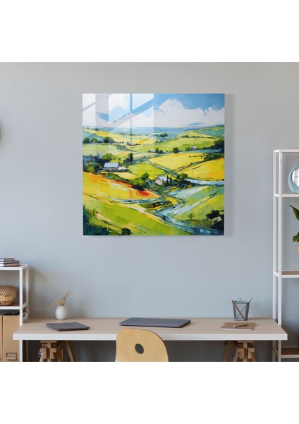 Anadolu Izlenimci Cam Tablo - Anadolu Kırsal Manzara Cam Sanat fiyatları