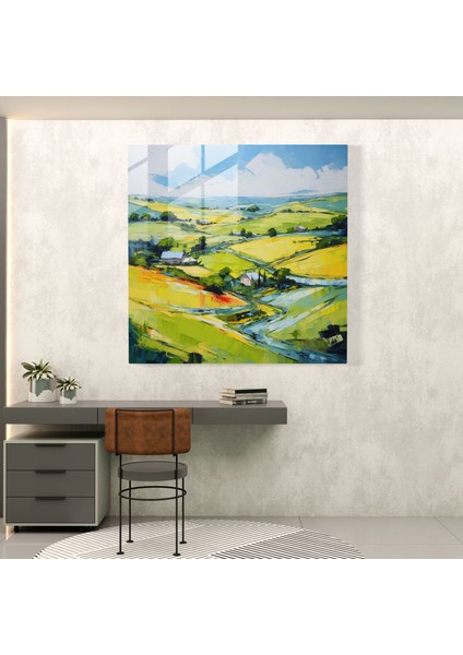 Anadolu Izlenimci Cam Tablo - Anadolu Kırsal Manzara Cam Sanat modelleri