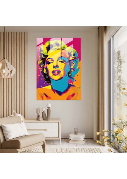 Andy Warhol Cam Tablo - Marilyn Monroe Pop Sanat - Canlı Renkler Duvar Dekorasyonu modelleri