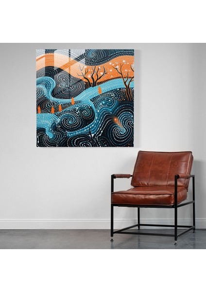 Modern Aborijin Ruhları Cam Tablo - Aborijin Modern Sanat Eseri Cam Tablo Modern Sanat modelleri