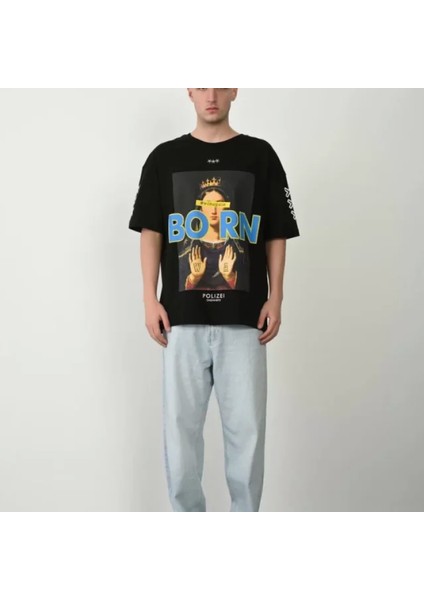 Unisex Baskılı Bisiklet Yaka Oversize Thirt Iyah modelleri