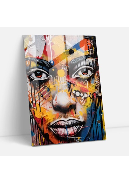Basquiat Cam Tablo - Şehir Grafiti Cam Duvar Sanatı - Basquiat Cam Duvar Sanatı Duvar Dekorasyonu Ev Dekorasyonu