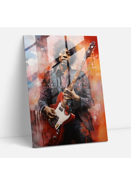 Basquiat Cam Tablo - Müzik Ikona - Basquiat Cam Sanat Ev Dekorasyonu