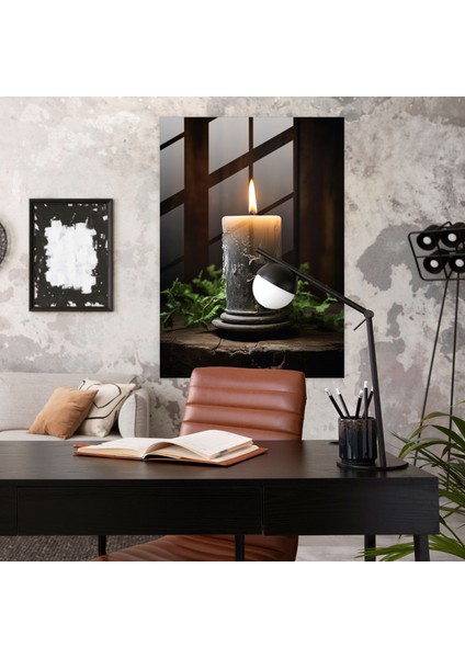 Cam Tablo Sıcak Mum Alevi - Mum Gerçekçi Fotoğraf Cam Duvar Sanatı Huzurlu Atmosfer fiyatları