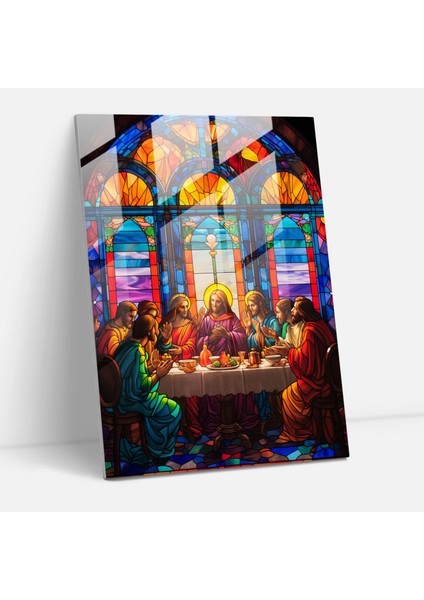 Kilise Vitray Tablo Baskı - Kilise Vitray Kutsal Atmosfer Cam Tablo