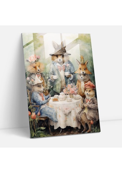 Hayvanlar Insan Kıyafetleri Giymiş Cam Tablo - Ev Dekorasyonu Duvar Dekorasyonu Modern Sanat