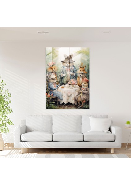 Hayvanlar Insan Kıyafetleri Giymiş Cam Tablo - Ev Dekorasyonu Duvar Dekorasyonu Modern Sanat modelleri