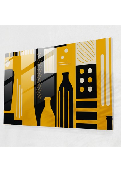 Bira Duvar Dekorasyonu - Cam Tablo Geometrik Bira Deseni