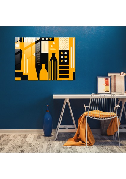 Bira Duvar Dekorasyonu - Cam Tablo Geometrik Bira Deseni modelleri