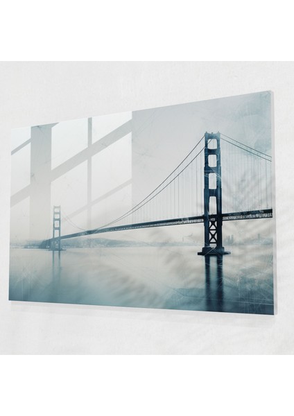 Geometrik Boğaziçi Köprüsü Cam Tablosu - Boğaziçi Köprüsü Cam Duvar Sanatı Geometrik Cam Sanatı