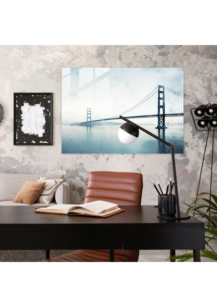 Geometrik Boğaziçi Köprüsü Cam Tablosu - Boğaziçi Köprüsü Cam Duvar Sanatı Geometrik Cam Sanatı modelleri