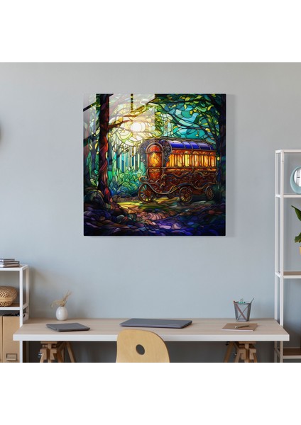 Bohem Çingene Karavanı Cam Tablo - Bohem Modern Sanat Çingene Karavanı Cam Duvar Sanatı fiyatları
