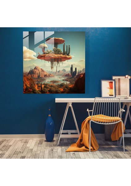 Ters Dönmüş Kaktüs Gerçeküstü Cam Tablo - Ev Dekorasyonu Duvar Dekorasyonu fiyatları