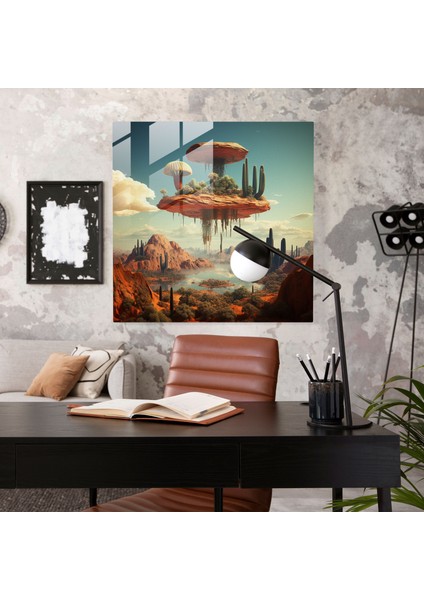Ters Dönmüş Kaktüs Gerçeküstü Cam Tablo - Ev Dekorasyonu Duvar Dekorasyonu modelleri