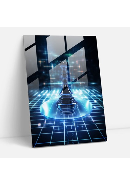 Futuristik Satranç Cam Tablo - Satranç Teknoloji Gelecek Konsepti