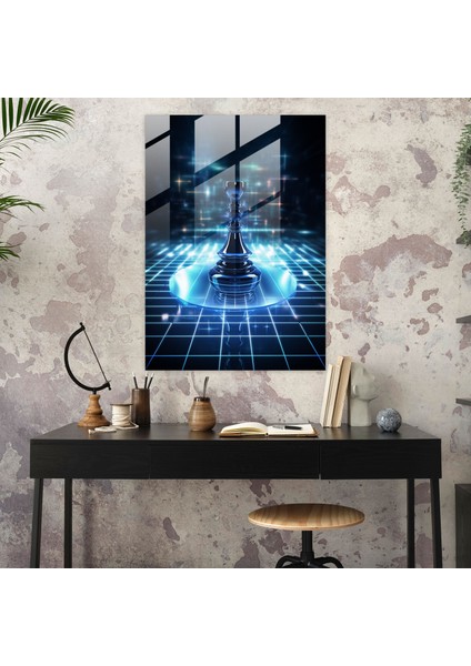Futuristik Satranç Cam Tablo - Satranç Teknoloji Gelecek Konsepti modelleri