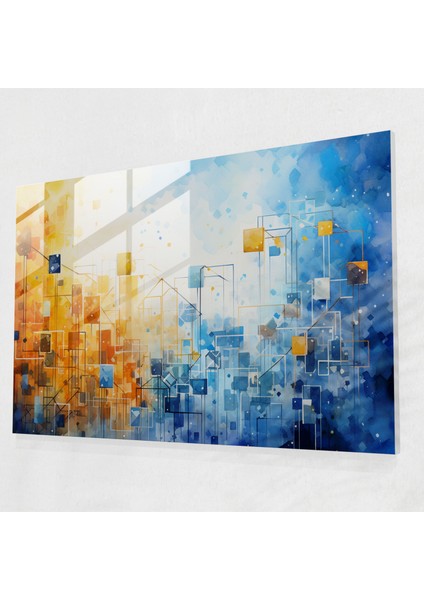 Blockchain Modern Sanat - Şeffaflık Cam Tablo Izlenimci Suluboya Resim