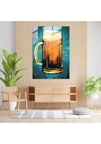 Cam Duvar Sanatı Bira Bardağı Silueti - Bira Soyut Arka Plan Duvar Dekorasyonu Cam Sanatı fiyatları