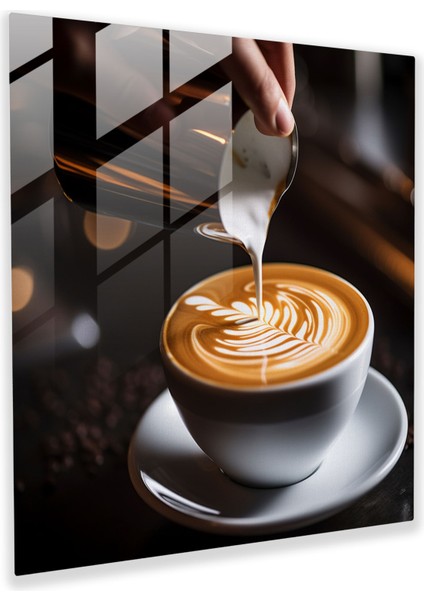 Latte Sanatı Cam Tablosu - Kahve Duvar Dekorasyonu Barista