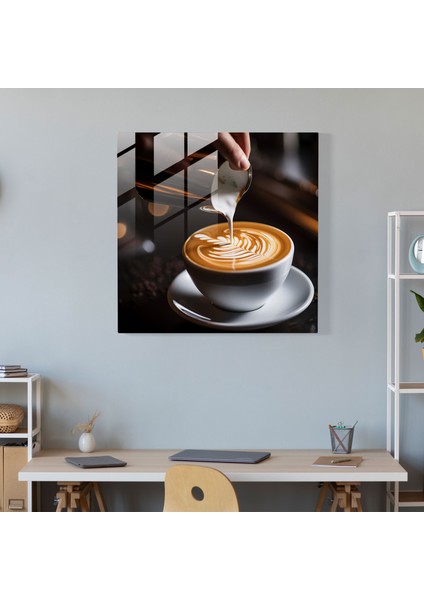 Latte Sanatı Cam Tablosu - Kahve Duvar Dekorasyonu Barista fiyatları