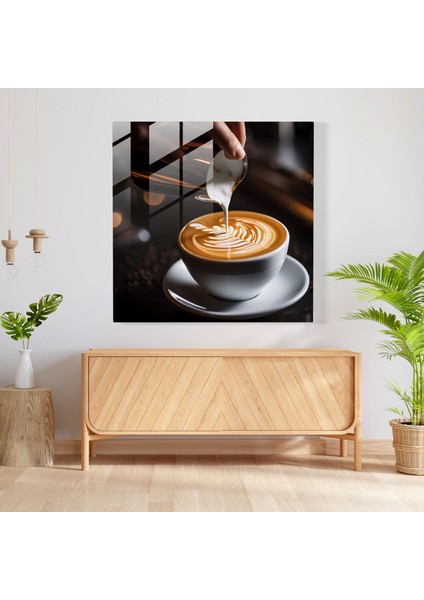 Latte Sanatı Cam Tablosu - Kahve Duvar Dekorasyonu Barista modelleri