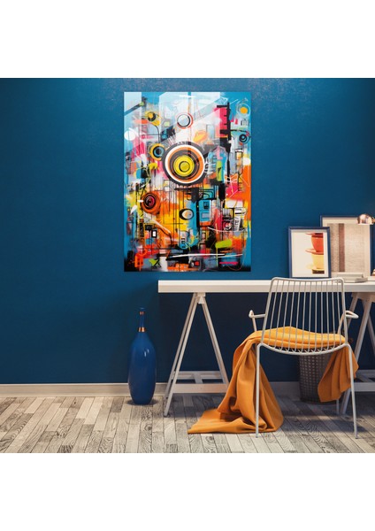 Basquiat Cam Tablo - Canlı Kent Manzarası - Basquiat Graffiti Modern Sanat Kent Manzarası fiyatları
