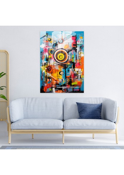 Basquiat Cam Tablo - Canlı Kent Manzarası - Basquiat Graffiti Modern Sanat Kent Manzarası modelleri