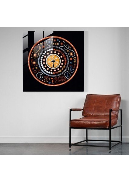 Bilgelik Dairesi Cam Tablo - Aborijinal Cam Tablo Modern Sanat Atalık Bilgeliği modelleri