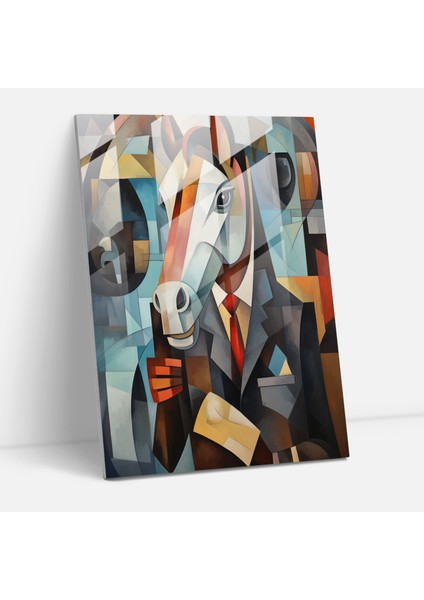 Insan Kıyafetleri Giymiş Hayvanlar Cam Tablo - Ev Dekorasyonu Parçalı Arka Plan Kübist Resim
