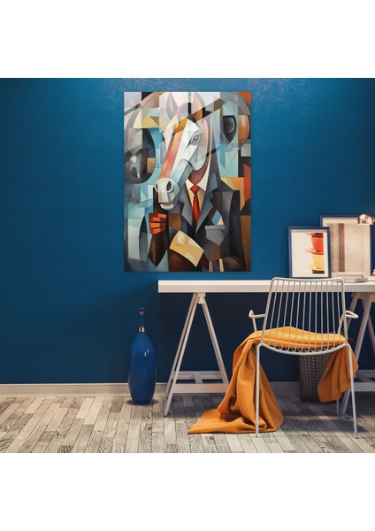 Insan Kıyafetleri Giymiş Hayvanlar Cam Tablo - Ev Dekorasyonu Parçalı Arka Plan Kübist Resim fiyatları