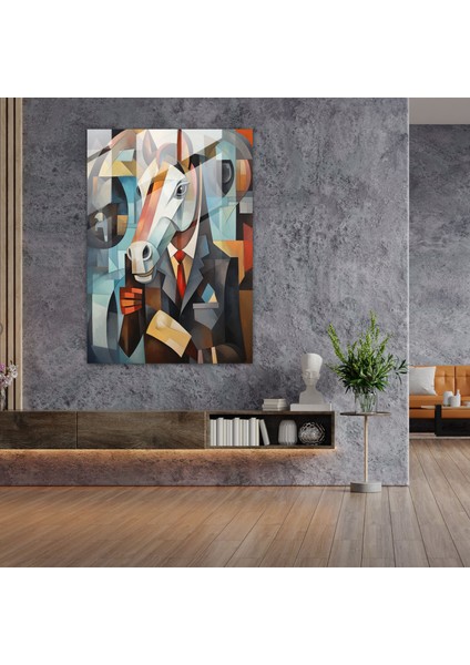 Insan Kıyafetleri Giymiş Hayvanlar Cam Tablo - Ev Dekorasyonu Parçalı Arka Plan Kübist Resim modelleri