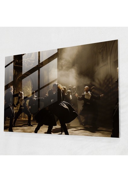 Caravaggio Tarzı Cam Sanatı - Cam Tablo Yoğunluk Dramatik Sahne