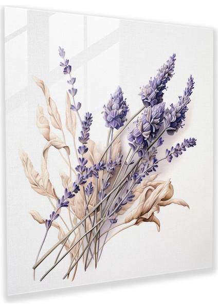 Kurutulmuş Çiçek Cam Tablo - Lavanta - Huzur Cam Tablo Kurutulmuş Çiçek