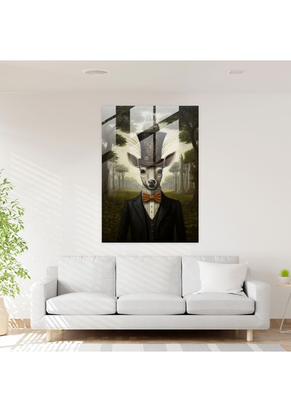 Hayvanlar Insanlar Gibi Giyinmiş Cam Tablo - Yağlı Boya - Ev Dekorasyonu Için Hayvanlar Insanlar Gibi Giyinmiş Cam Duvar Sanatı fiyatları