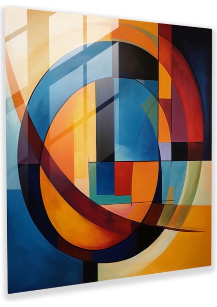 Parlak Dalgalar Cam Tablo - Soyut Akrilik Boya Cam Duvar Sanatı Dekorasyonu