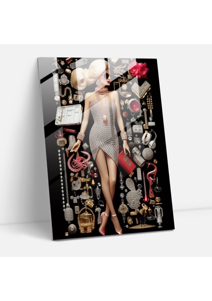 Barbie Cam Tablo - Büyüleyici Mozaik - Barbie Mozaik Koleksiyonu Moda Cam Tablo