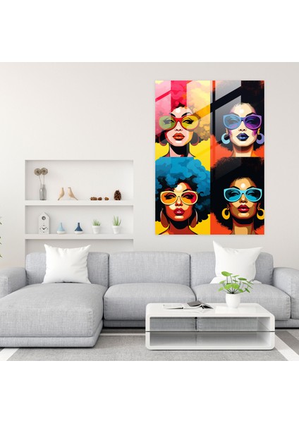Afro Cam Tablo Baskı - Pop Art Afro Illüstrasyon - Afro Cam Duvar Sanatı Canlı Renkler Cam Sanatı fiyatları