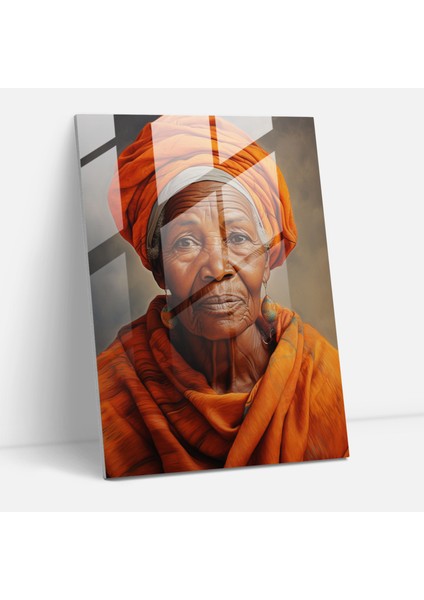 Afro Bilgelik Cam Tablo - Afro Temalı Ev Dekorasyonu Cam Sanatı