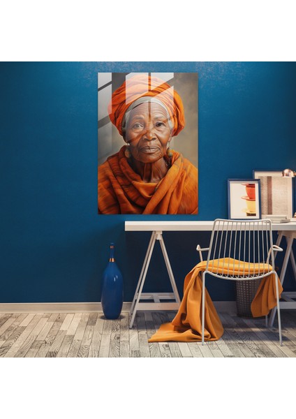 Afro Bilgelik Cam Tablo - Afro Temalı Ev Dekorasyonu Cam Sanatı modelleri