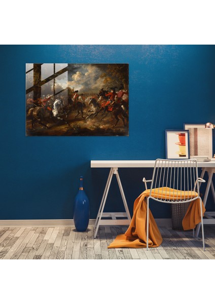 Dinamik Savaş Sahnesi Cam Sanatı - Barok Cam Duvar Sanatı Cam Sanatı Barok Tarzı Resim modelleri