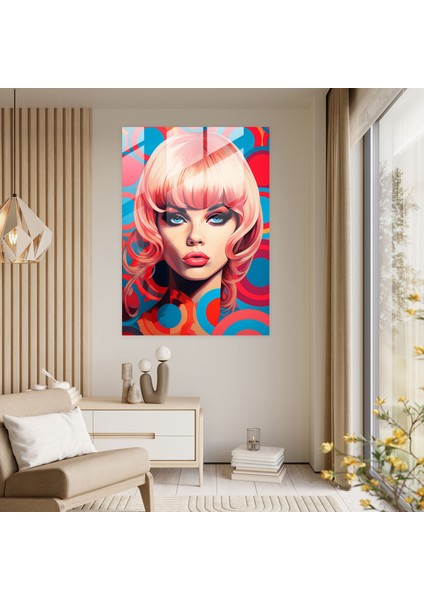 Barbie Cam Tablo - Pop Art Portresi - Retro Ev Dekorasyonu - Barbie Canlı Retro Cam Tablo modelleri